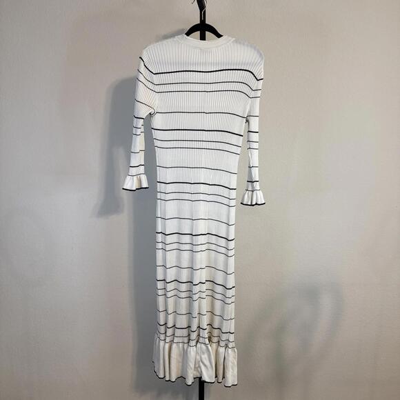 Sandro Striped Knit Maxi Dress w/ Ruffle Hem & Wrists Snap Buttons (Sz:44/ $490) - Picture 9 of 15